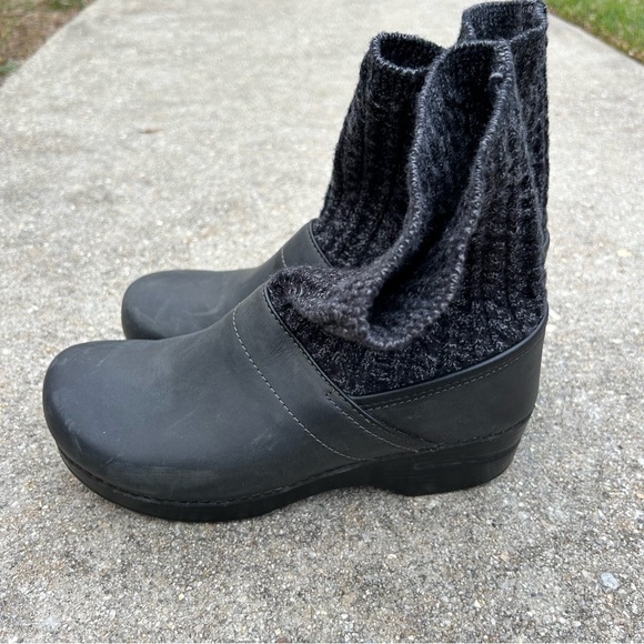 DANSKO Chloe Boot Knit Top Black Leather Clog Comfort Shoe 40 - Picture 5 of 6